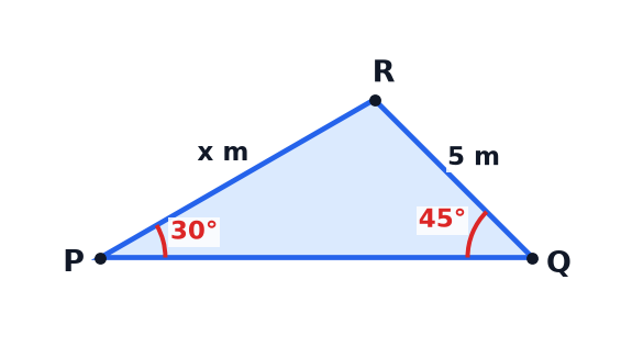 A triangle diagram showing a triangular park PQR.