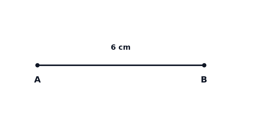A line AB of length 6 centimetres.